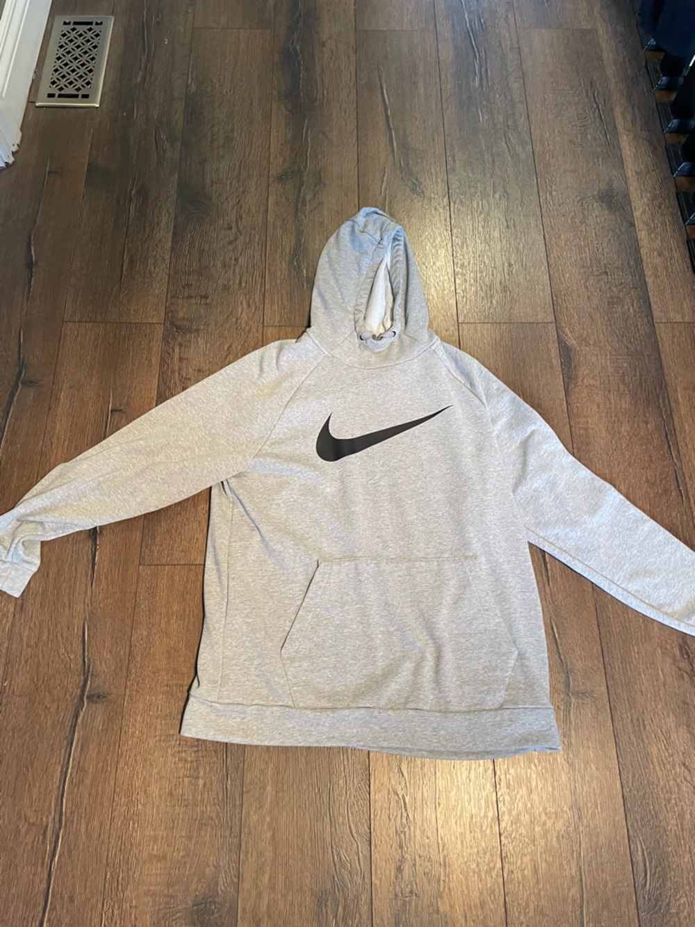 Nike Light Gray Zip-Up Style Hoodie with Black Swoosh